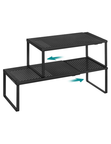 Estantes Expandibles para Especias SONGMICS, Juego de 2, Negro Mate