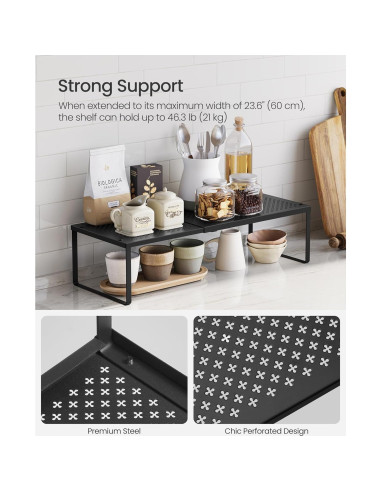 Estantes Expandibles para Especias SONGMICS, Juego de 2, Negro Mate