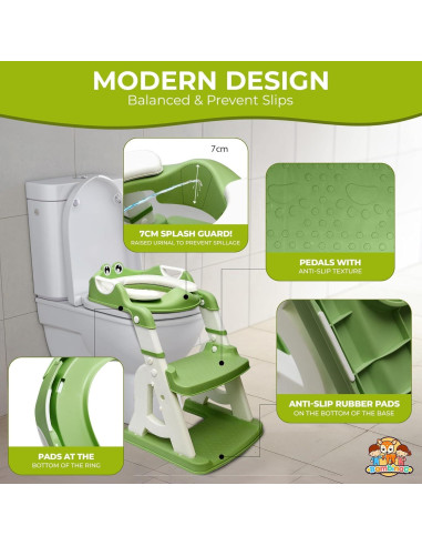 Asiento de Entrenamiento para Baño Bambinao Verde 2-en-1
