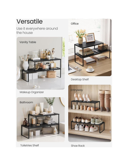 Estantes Expandibles para Especias SONGMICS, Juego de 2, Negro Mate