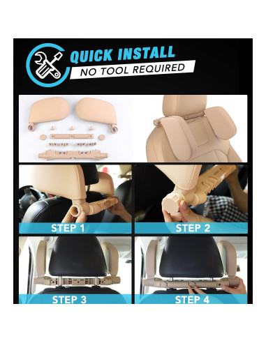 Almohada de Reposacabezas JZCreater Ajustable 180 Beige