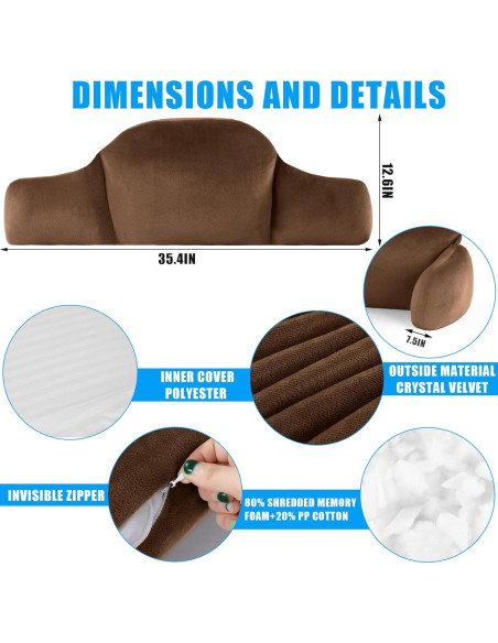 Almohada Lumbar MABOZOO Cuña 90x32x19 cm Marrón