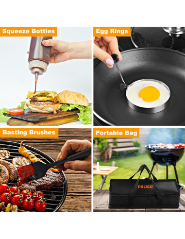 Kit de Accesorios para Plancha POLIGO 28 Piezas - BBQ Profesional