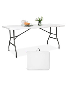 Mesa Plegable 180 cm POLLILAR Blanca para Reuniones y Fiestas