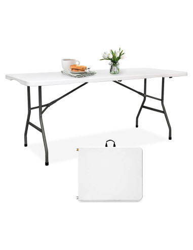 Mesa Plegable 180 cm POLLILAR Blanca para Reuniones y Fiestas