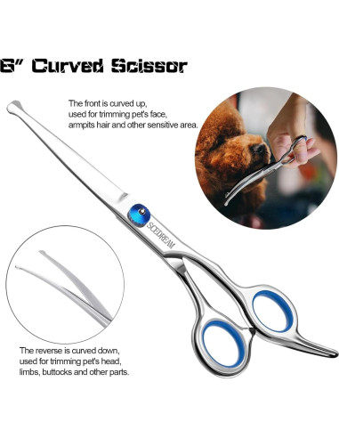 Kit de Tijeras para Perros SCEDREAM 3 en 1 Acero Inoxidable