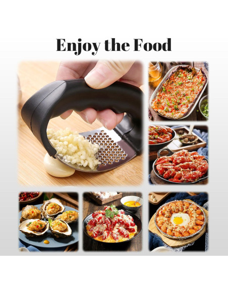 Prensa de Ajo YONHTUTU Acero Inoxidable con Pelador y Cepillo