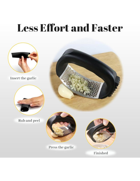 Prensa de Ajo YONHTUTU Acero Inoxidable con Pelador y Cepillo