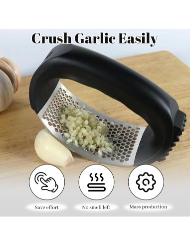 Prensa de Ajo YONHTUTU Acero Inoxidable con Pelador y Cepillo