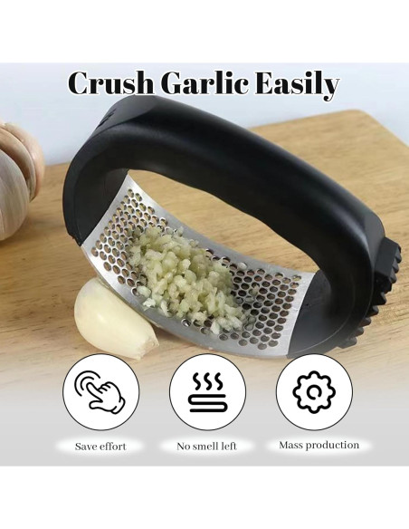 Prensa de Ajo YONHTUTU Acero Inoxidable con Pelador y Cepillo