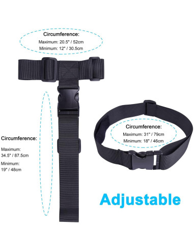 Correas de Equipaje Wisdompro 2 Pcs Ajustables Nylon Negro