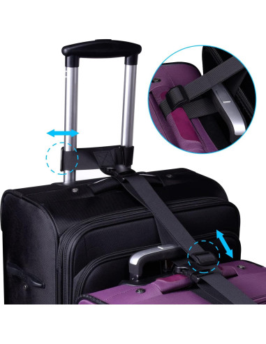 Correas de Equipaje Wisdompro 2 Pcs Ajustables Nylon Negro