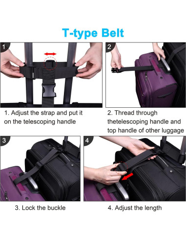 Correas de Equipaje Wisdompro 2 Pcs Ajustables Nylon Negro
