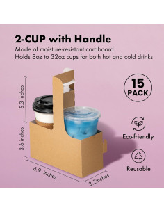 Soporte de Bebidas Desechable FMP Brands para 2 Tazas - 15 Unidades 2
