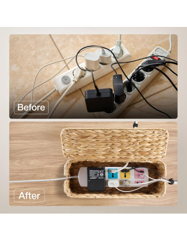 Caja Organizadora de Cables Tidita - Mimbre Natural 38.1x15.2 cm