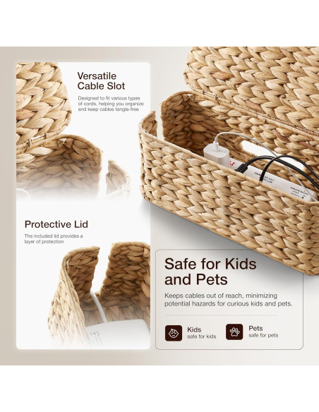 Caja Organizadora de Cables Tidita - Mimbre Natural 38.1x15.2 cm