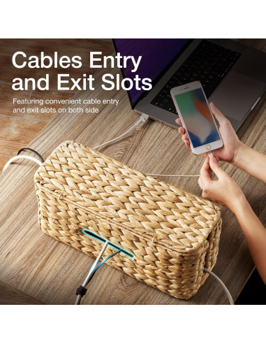 Caja Organizadora de Cables Tidita - Mimbre Natural 38.1x15.2 cm