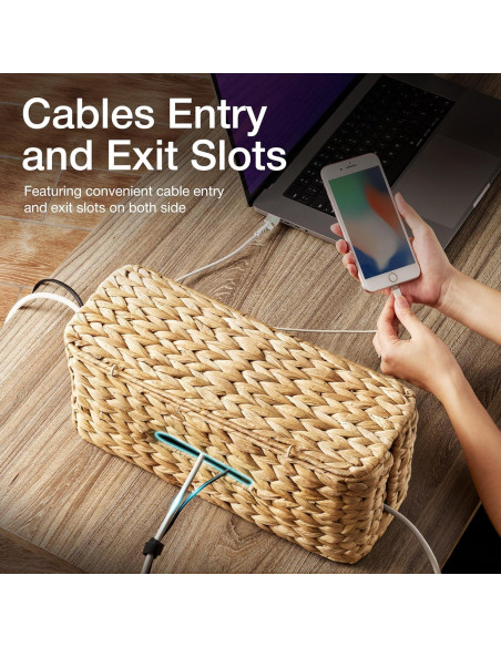 Caja Organizadora de Cables Tidita - Mimbre Natural 38.1x15.2 cm