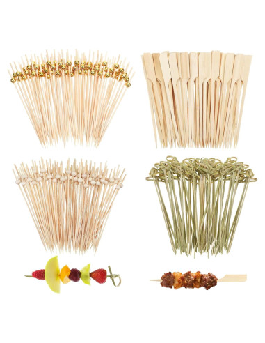 1000 Palillos de Cóctel de Bambú 12cm para Aperitivos Elegantes