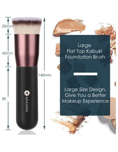 Brocha de Maquillaje Kabuki KINGMAS Punta Plana 14cm