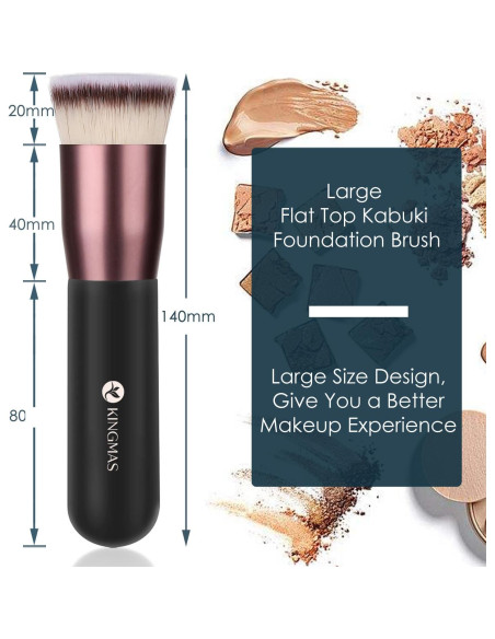 Brocha de Maquillaje Kabuki KINGMAS Punta Plana 14cm