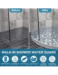 Dique de Agua de Ducha Plegable Ronsoile 99x2.5 cm Blanco 2