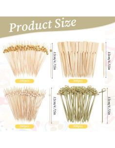 1000 Palillos de Cóctel de Bambú 12cm para Aperitivos Elegantes 2