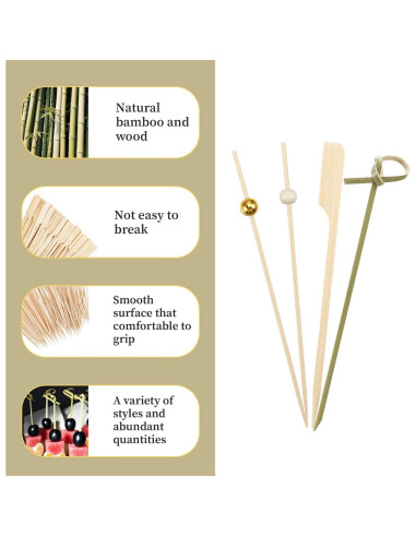1000 Palillos de Cóctel de Bambú 12cm para Aperitivos Elegantes