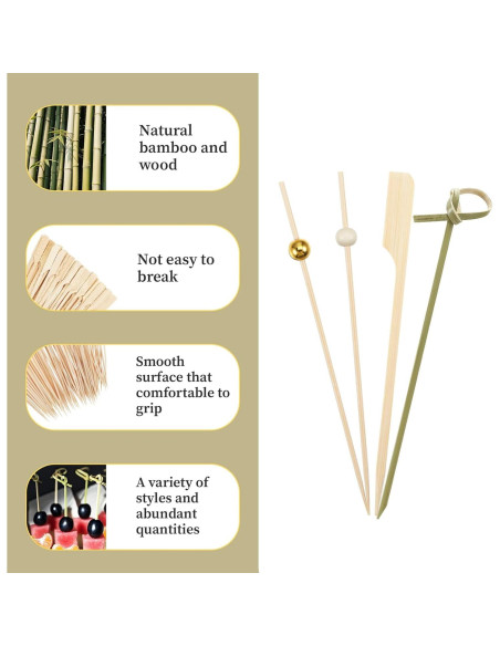1000 Palillos de Cóctel de Bambú 12cm para Aperitivos Elegantes