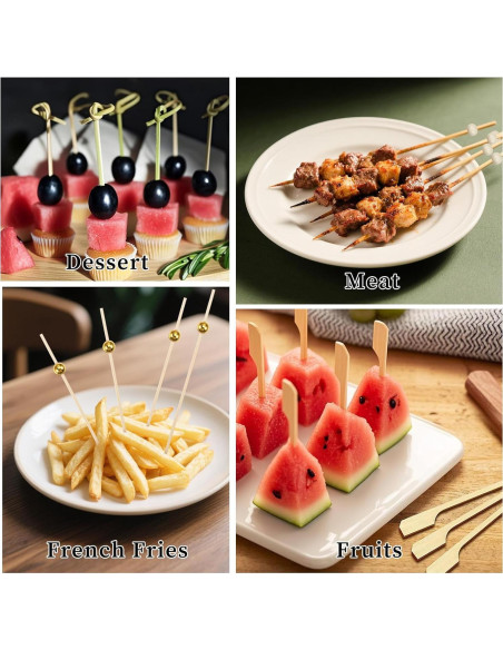1000 Palillos de Cóctel de Bambú 12cm para Aperitivos Elegantes