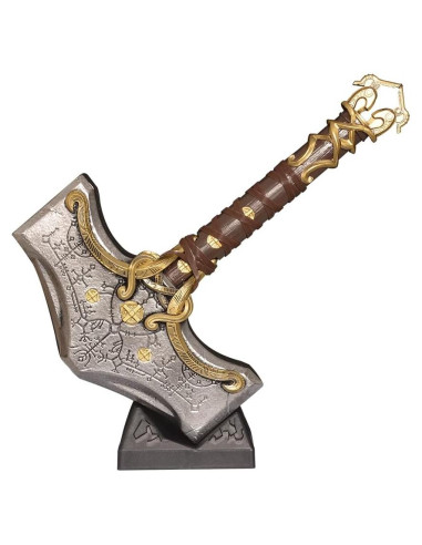 Martillo Decorativo Thor Mjolnir 43 cm PVC con Base LED
