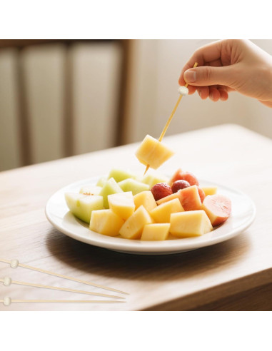 1000 Palillos de Cóctel de Bambú 12cm para Aperitivos Elegantes