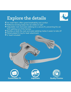 Arnés de Aventura para Gatos RC Pets Ajustable Negro Pequeño 2