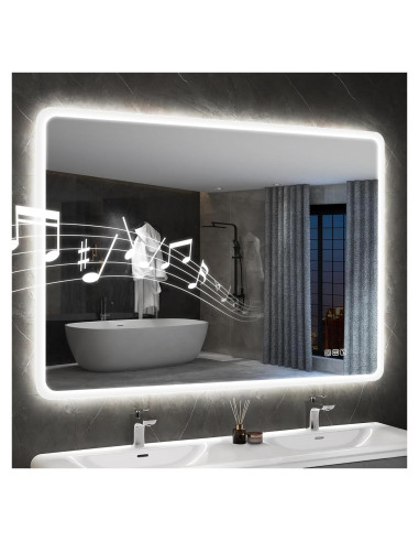 Espejo de Baño Iluminado LED S'bagno 91x61 cm Antivaho Bluetooth