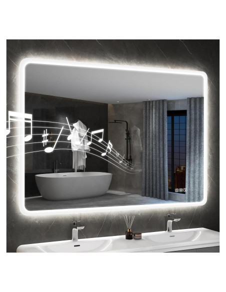 Espejo de Baño Iluminado LED S'bagno 91x61 cm Antivaho Bluetooth