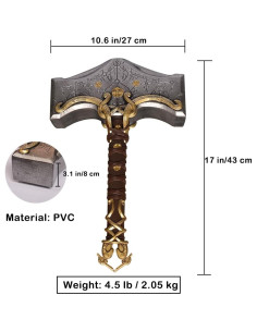 Martillo Decorativo Thor Mjolnir 43 cm PVC con Base LED 2
