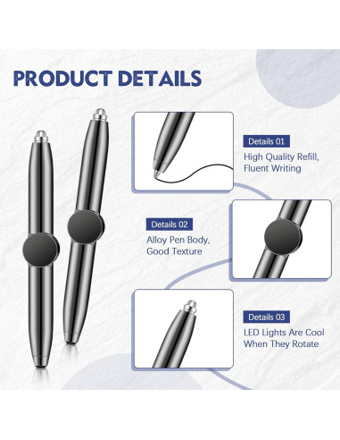 Bolígrafos Antiestrés Sabary 4 Pcs con Luz LED Negro
