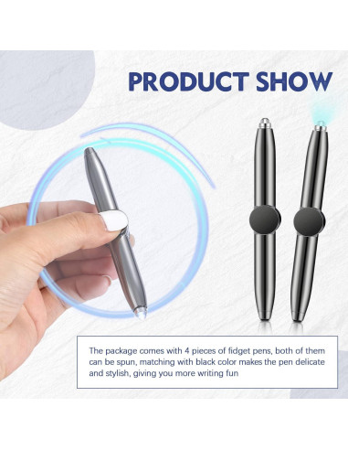 Bolígrafos Antiestrés Sabary 4 Pcs con Luz LED Negro