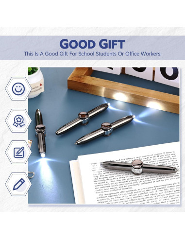 Bolígrafos Antiestrés Sabary 4 Pcs con Luz LED Negro