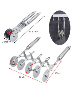 Cortador de Masa Juome de 5 Ruedas Acero Inoxidable 27 cm 2