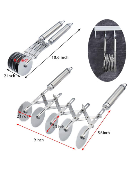 Cortador de Masa Juome de 5 Ruedas Acero Inoxidable 27 cm