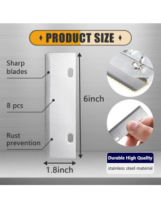 Paquete de 8 Cuchillas de Acero Inoxidable para Raspador de Parrilla - Standwme 2