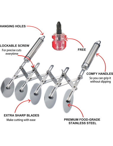 Cortador de Masa Juome de 5 Ruedas Acero Inoxidable 27 cm