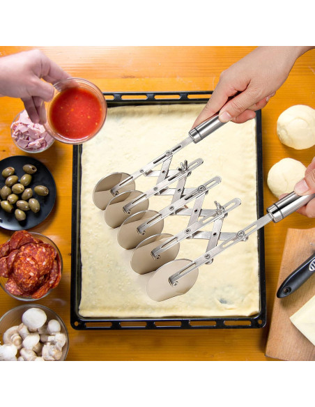 Cortador de Masa Juome de 5 Ruedas Acero Inoxidable 27 cm