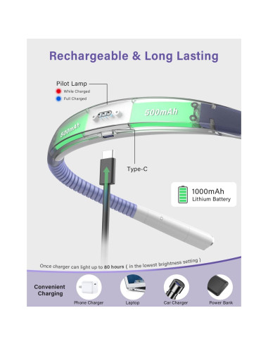 Luz de Lectura LED Vekkia Recargable para el Cuello 3 Colores