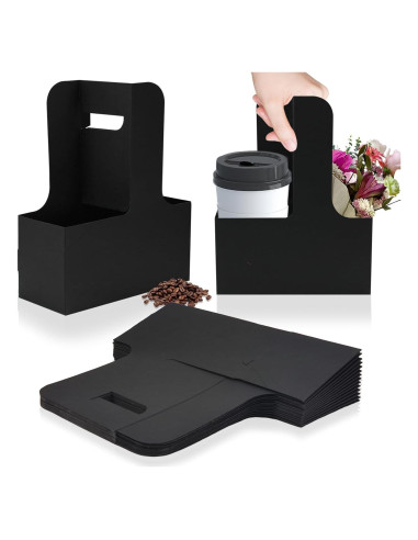 Portavasos desechables Xlong para 2 tazas, 15 unidades, negro