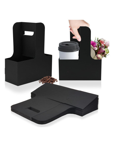 Portavasos desechables Xlong para 2 tazas, 15 unidades, negro