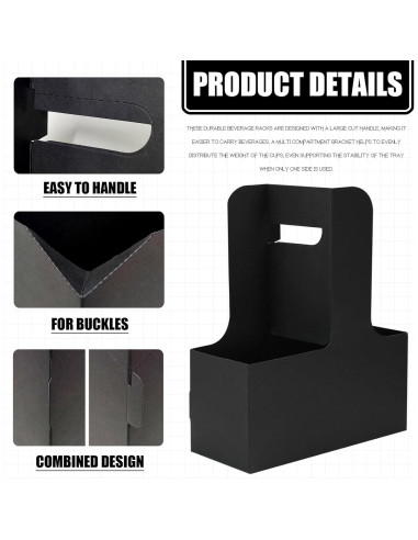 Portavasos desechables Xlong para 2 tazas, 15 unidades, negro