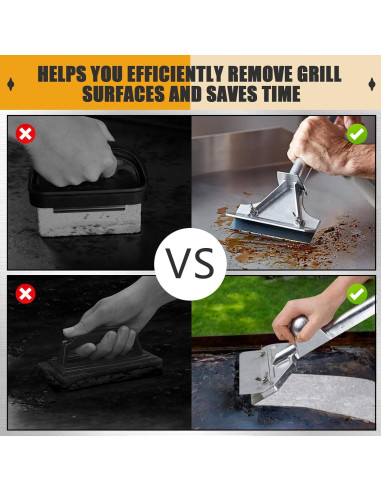 Paquete de 8 Cuchillas de Acero Inoxidable para Raspador de Parrilla - Standwme