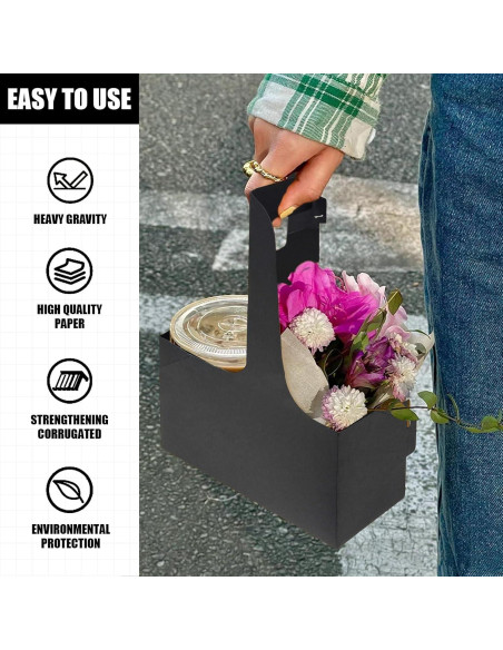 Portavasos desechables Xlong para 2 tazas, 15 unidades, negro